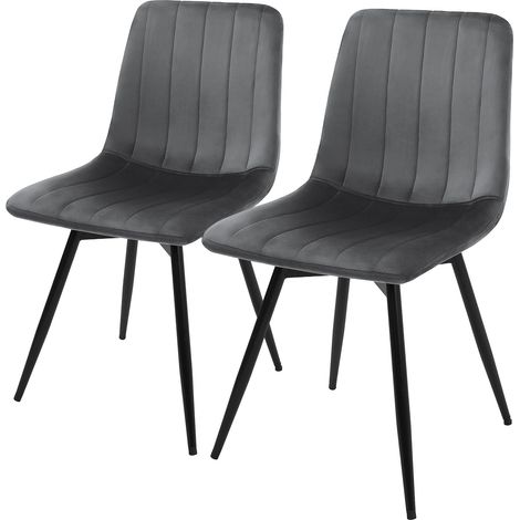 ML-Design Esszimmerstühle 2er Set drehbar, Küchenstühle gepolstert, Samt, Essstühle mit Rückenlehne, Stahlbeine, Polsterstuhl modern, 360° Drehstuhl, Stühle für Wohnzimmer Küche Esszimmer, Anthrazit (1/5)