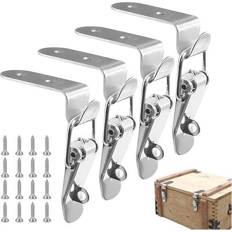 4 Pièces Fermeture À Levier À Pression, Fermoir À Bascule En Acier Inoxydable, Loquet À Bascule À 90 Degrés, Verrous À Tension Loquet À Ressort Pour Valises, Boîtes, Armoires, Tiroir (1/5)