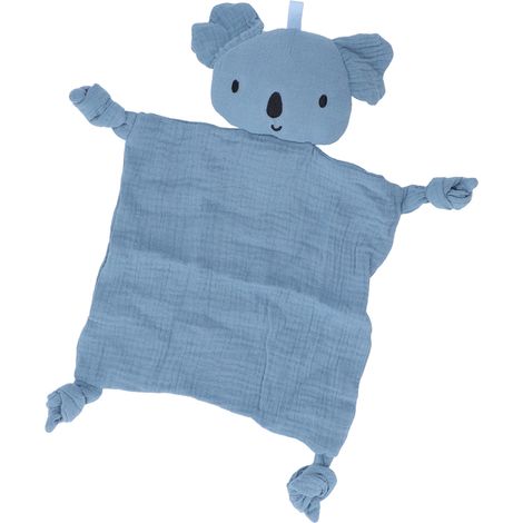 Couverture de sécurité pour bébé en gaze de coton doux, séchage rapide et lavable, jouet de sécurité pour nouveau-né bleu (1/5)