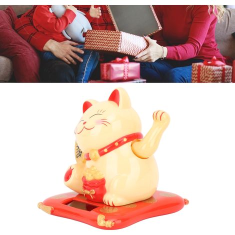 Gato de la suerte con energía solar y brazos móviles, 8,9 cm, para coche, oficina, hogar y entrada. (1/5)