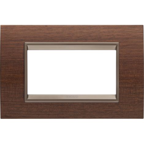 PLAQUE LUX RECTANGULAIRE 4P BOIS NOYER GEWISS GW16204WU (1/2)