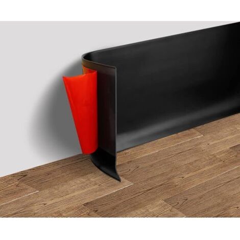Bande de finition murale, 10 cm de large, matériau en caoutchouc auto-adhésif flexible, facile à appliquer, dimensions : 10 cm x 6 m, noir. (1/5)