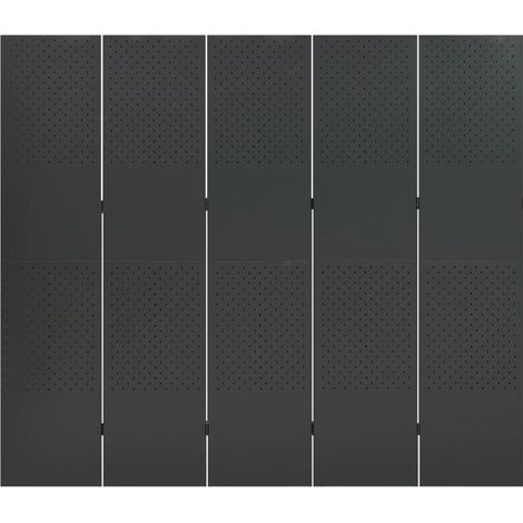 Paravent Cloison de séparation 5 panneaux, Pour Jardin, Balcon, Terrasse Anthracite 200x180 cm Acier OIB4151E
