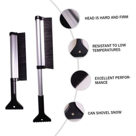 Brosse À Neige - Télescopique 42-62 Cm - Alliage D'aluminium - Pour Voiture Camionnette - 1 Pièce (1/4)