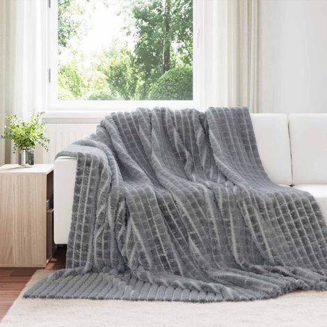 Überwurfdecke Dunkelgrau 270 x 240 cm Fleece