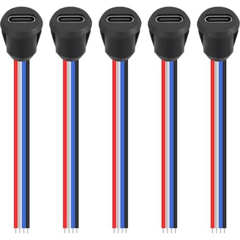 Lot de 5 connecteurs USB de type C à 4 broches étanches avec prise femelle - Port de charge rapide USB-C (1/5)