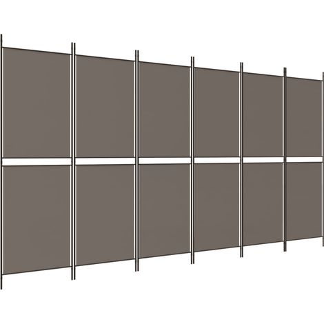 Paravent Cloison de séparation 6 panneaux, Pour Jardin, Balcon, Terrasse Anthracite 300x200 cm Tissu OIB6961E (1/5)