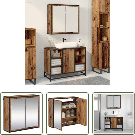 Rangement intérieur - Étagère Murale avec étagère Bois ancien 65 x 20 x 60 cm (1/5)