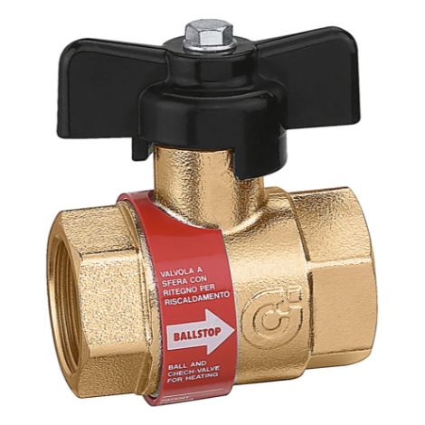 Kugelhahn mit eingebautem Rückschlagventil. BALLSTOP. 3/4 "F-Anschluss, Absperrklappe Caleffi 327500 3/4"F