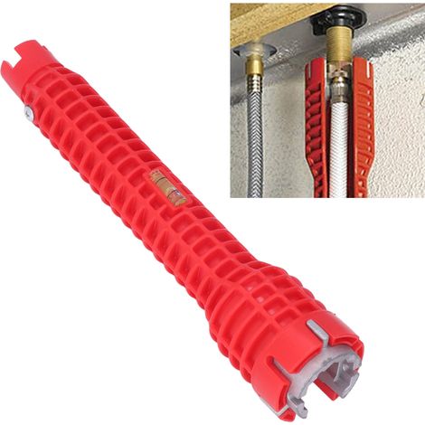 Dieser multifunktionale Spülbecken-/Armaturenschlüssel ist ein Fünf-in-Eins-Werkzeug für die Reparatur und Installation von Spülbecken und Armaturen. (1/5)