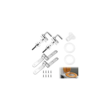 Kit de fixation abattant WC – Acier inoxydable – 2 charnières, visserie et rondelles – Installation facile et stable (1/5)