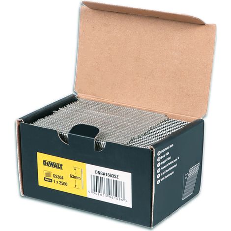 Clou à tête refoulé 63 mm – Acier inox pour cloueur – Pack de 2500 pièces – Compatible cloueurs DEWALT