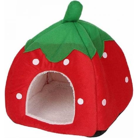 Panier pour animaux en forme de fraise avec matelas, couchage confortable, 1 pièce (1/5)
