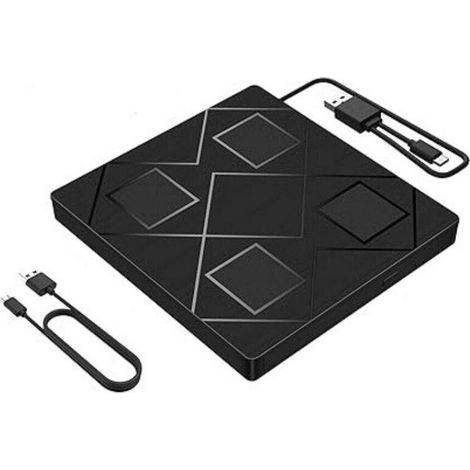 Lecteur optique externe CD/DVD pour PC portable ou fixe, graveur 5-en-1 avec lecteur de cartes mémoire (1/5)