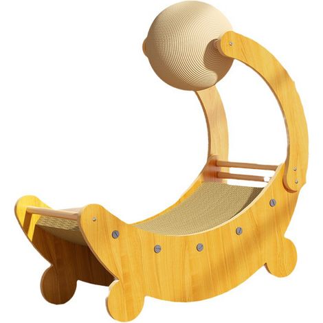 Griffoir pour chat en bois et sisal, chaise griffoir multifonctionnelle pour chat d'intérieur (1/2)