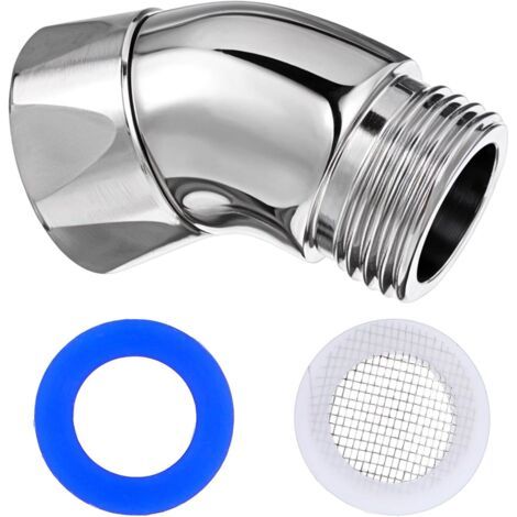 Adaptateur de pommeau de douche à 135 °, raccord coudé pour douchette à main et douchette murale (1/5)