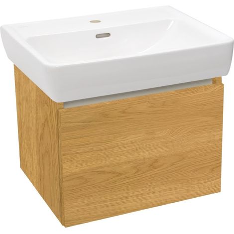 Meuble de salle de bains suspendu Naturel Project - avec vasque Laufen Pro - 52,5x40x45,3 cm - Chêne miel