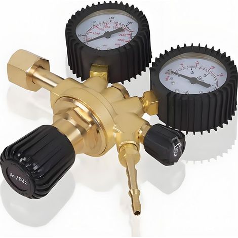Détendeur argon co2 pour soudage MIG MAG TIG, double manomètre, connexion W 21.8 x 1/14, corps en métal, réglage rotatif, 0-315 bar (1/5)