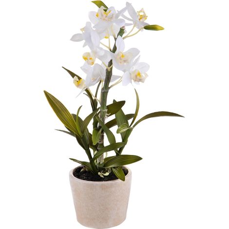 Orchidea Artificiali con Vaso Altezza 43 cm Bianco (1/2)