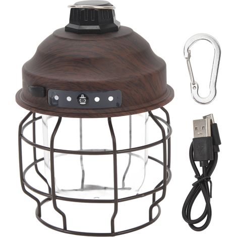 Lámpara de camping retro LED recargable 3600mAh, diseño vintage ABS portátil con mosquetón – Ideal para exteriores y decoración (1/5)