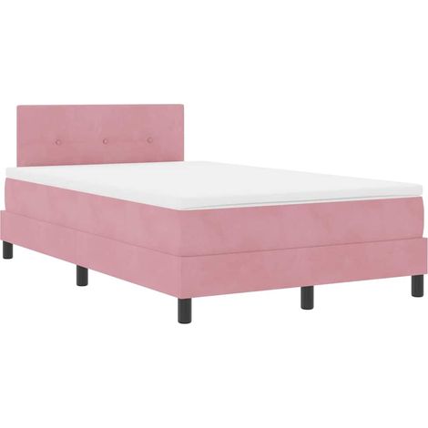 vidaXL Lit à ressorts avec tête de lit Rose 120 x 200 cm Velours