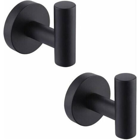 Wall-Mounted Bathroom Towel Hooks, Matte Black Stainless Steel SUS304 Coat Rack, Towel Holder, Storage, 2 Pieces