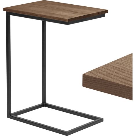 LAMO Manufaktur Beistelltisch Laptoptisch Sofatisch mobiler Kaffeetisch Nachttisch 50x35x67 cm Gestell Schwarz 100% Echtholz Massiv Platte farbe: Nussbaum (1/5)