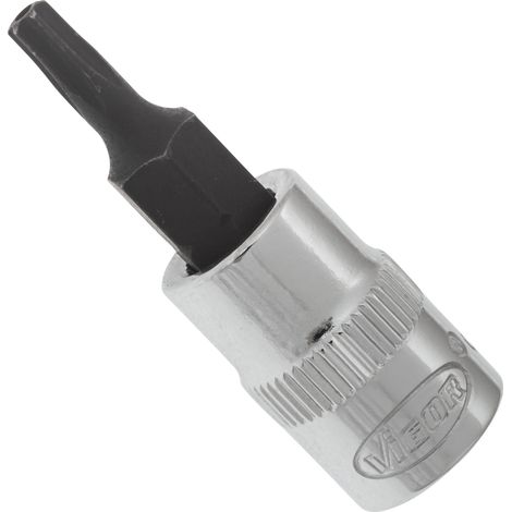 Vigor Carré femelle entraînement 6,3 = 1/4 pouce Douille mâle pour profil TORX Tamper Resistant - Carré creux 6,3 mm (1/4 pouce) - Profil TORX « tamper résistant » - Ouverture de clé: T 15 H - Longu (1/3)