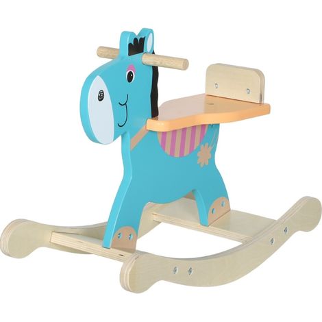 Balancín infantil de burro de madera verde azulado con asas 59 x 27 x 43 cm HOMVRA (1/5)