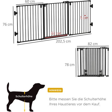 Barrière trois panneaux pour chien porte automatique ajustable pliable 202,5x76cm, séparation modulable escalier couloir entrée (1/5)