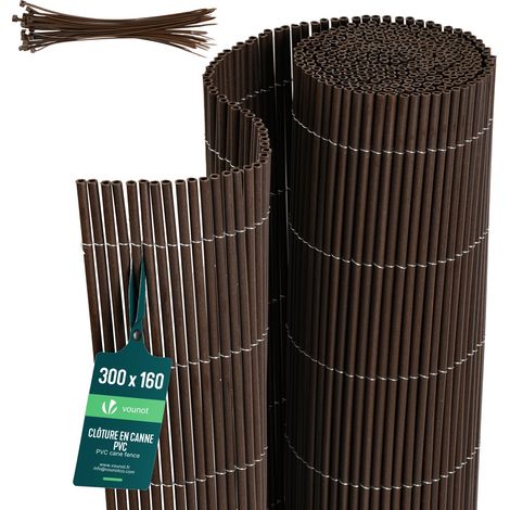 VOUNOT® Canniccio PVC Frangivista Recinzione 160x300 cm, Doppia Faccia Ultra Rinforzata con Fascette di Fissaggio, Colore Vimini