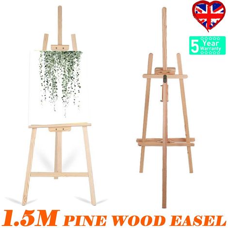 1.5M/59 inch Studio Easel A-Frame Wooden Folding Pine Wood Artist Art Craft Adjustable Display Exhibition for Wedding Drawing Painting Show Holder - Easy to Assemble -Foldable