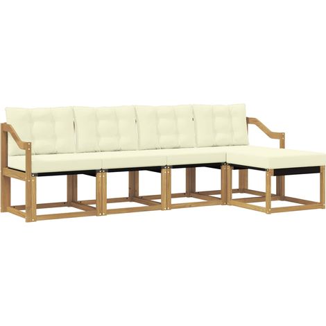 Set di divani da esterno 5 pz Bianco e Crema vidaXL
