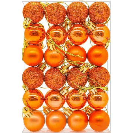 Lot de 24 boules de Noël de 30 mm, mini boules de décoration de sapin de Noël, mini boules à suspendre pour sapin de Noël, Halloween (1/5)