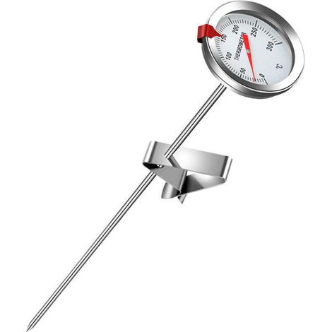 Thermomètre de cuisine, 30 cm de long, en acier inoxydable avec clip, idéal pour le barbecue, la viande, le brassage de bière et les cuves à vin.-AquaForge (1/5)
