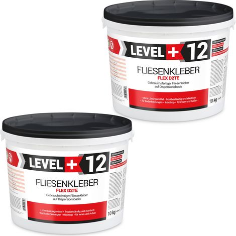 LEVEL+ Fliesenkleber Fertig Dispersionkleber Flexmörtel L+12 - 10+10KG