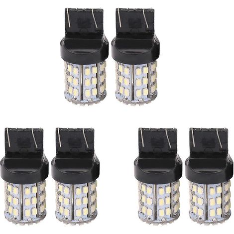 Lot de 6 ampoules LED T20 7440 7443 64 SMD blanches 6000K pour feux de recul, frein et arrière, 12 V (1/5)