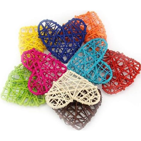 10pcs boule de rotin coloré coeur fée lumière guirlande lumineuse lanterne ornements de noël table de fête de jardin suspendu décoration 6cm très populaire et utile (1/5)