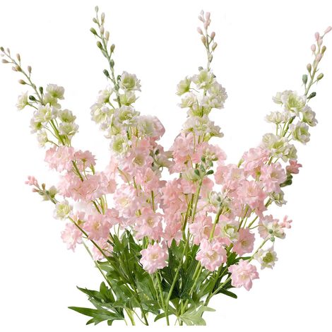 Lot de 4 Fleurs de Delphinium artificielles Roses de 85,1 cm de Long avec Tige d'alouette pour Vase de Sol, Maison, Cuisine, extérieur, intérieur, décoration de Mariage (1/5)