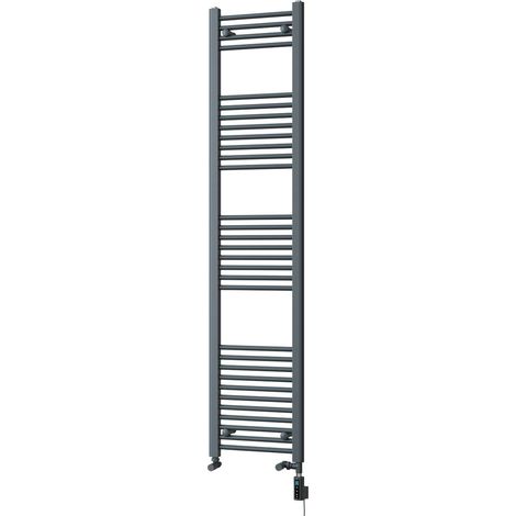 Zennor - Anthracite Dual Fuel Towel Rail H1800mm x W400mm Thermostatic WIFI - Straight (1/3)