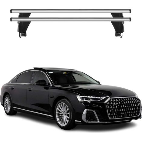 OMAC Dachträger Querträger Alu für Audi A8 Limo 2018-2026 – Abschließbar – T-Nut – City-Crash-getestet – Max. 50 kg Silber (1/5)
