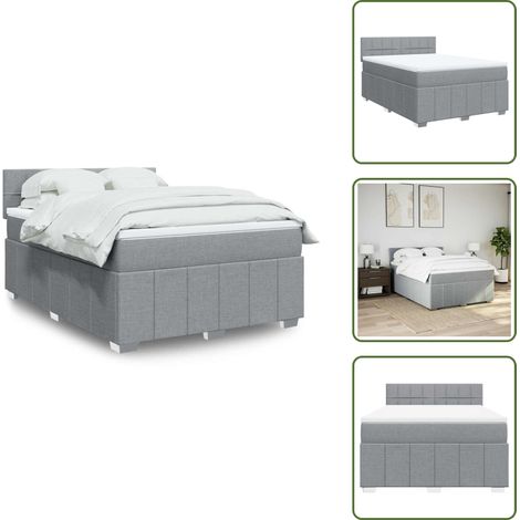 Boxspringbett mit Matratze Hellgrau 140x200 cm Stoff - Boxspringbett - Boxspringbetten - Bett - Schlafzimmermöbel (1/5)