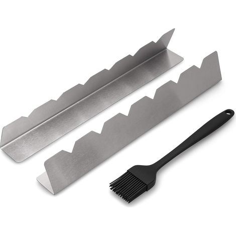 Griglia per barbecue - Griglia rialzata in acciaio inox per 6 spiedini - Impedisce agli spiedini di bruciarsi e attaccarsi alla griglia - Include una spazzola per barbecue in silicone