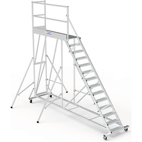 Piattaforma con ruote 12 gradini - Altezza massima di lavoro 4.40m - PTF212G
