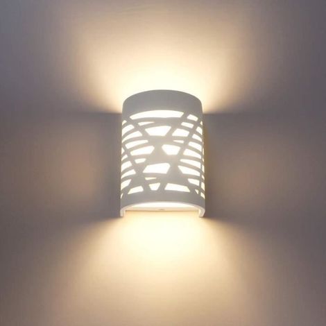 Appliques Murales Interieur,NetBoat Blanc Lampe Murale LED 7W Blanc Chaud Moderne Applique Murale en Plâtre (ampoule Inclure) (1/4)