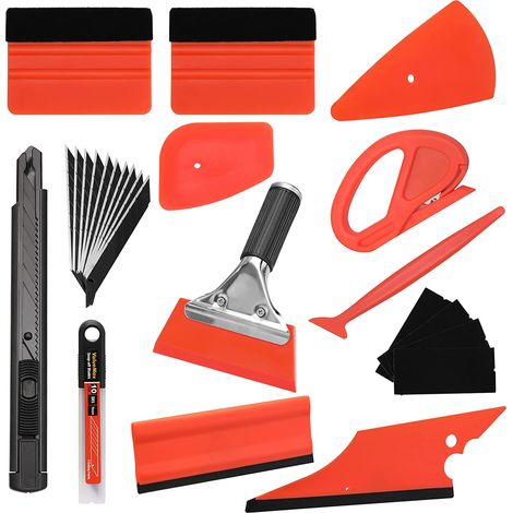ValueMax Kit Covering Outils de Film de Voiture 25 Pièces, Covering Outils Teinté pour Fenêtre de Voiture avec Multi Raclette, Cutter et 10 Lames de Rechange, Kit de Raclettes Accessoires Voiture (1/5)