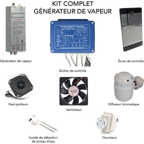 Kit di bagni generatore di vapore di piccolo volume 2,8kw display LCD con accessori