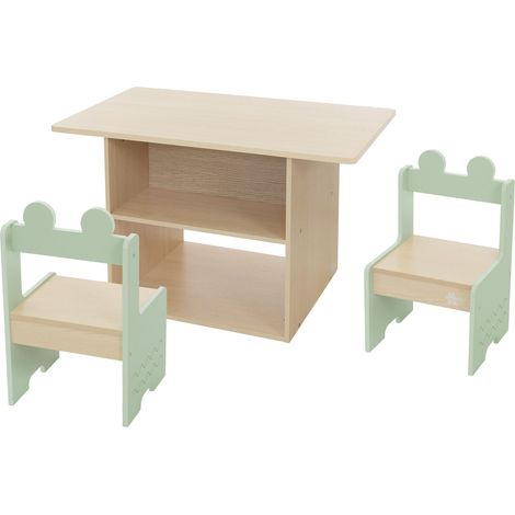 Joyz Kindersitzgruppe mit Tisch & 2 Stühlen, 3tlg Kindertischgruppe Holz, Kindermöbel Set für Kinder, Kindertisch mit Stauraum, Schreibtisch Maltisch mit 2 Kinderstühlen für Kinderzimmer & Spielzimmer