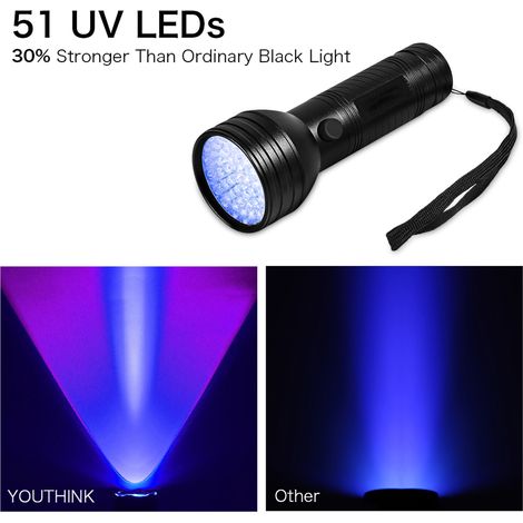 UV-Lampe zur Erkennung von Haustierurin, tragbare Schwarzlicht-Taschenlampe zum Aufspüren von Katzen- und Hunde-Flecken auf Teppichen, Böden und Sofas, effektives Reinigungswerkzeug. (1/5)