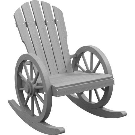 Outsunny Adirondack Rocking Chair Porch Garden Lounging, Grey (1/5)